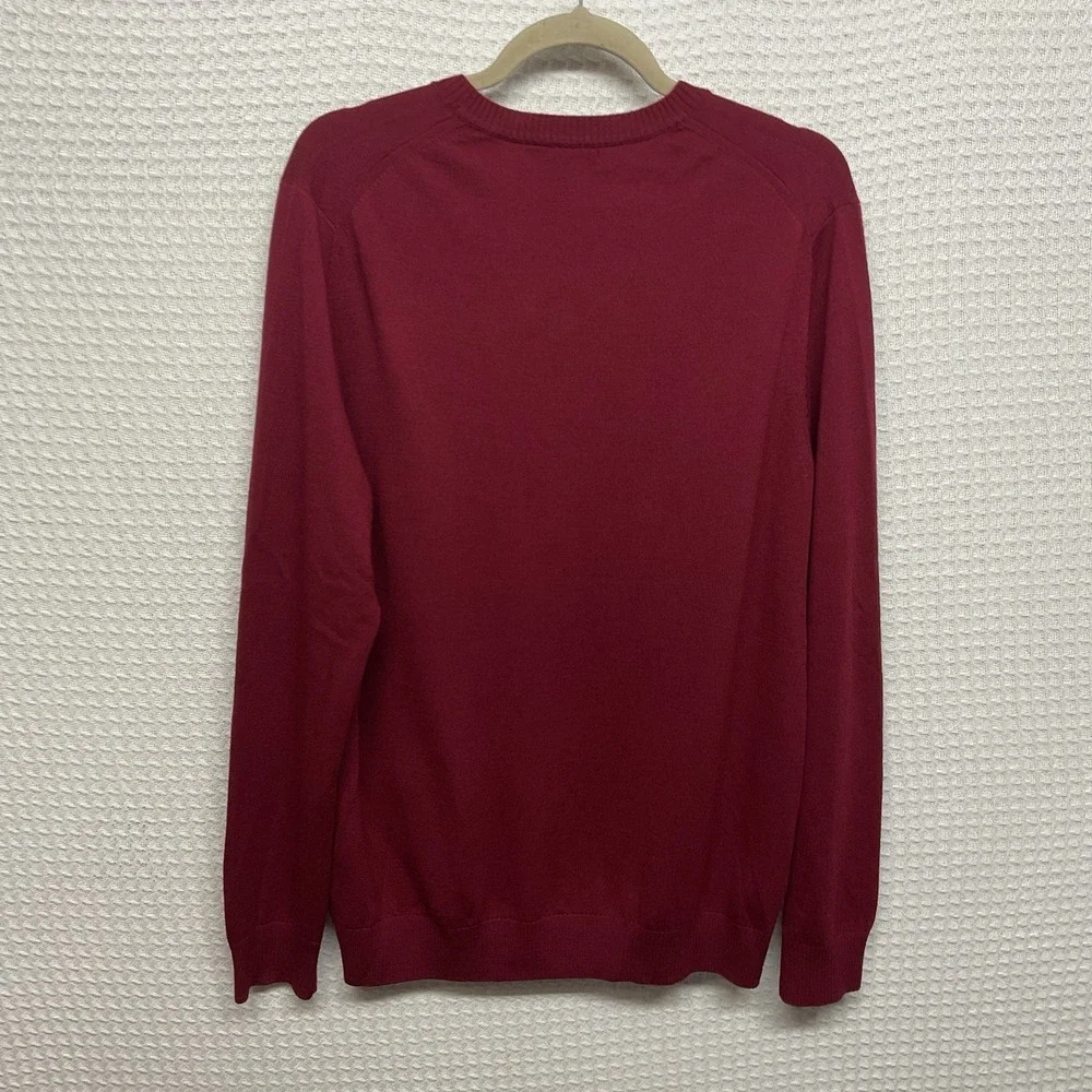 Banana Republic Sweater Men's Large Burgundy Long Sleeve V-Neck Extra Fine Wool‎